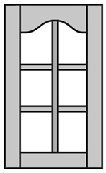 Cathedral top six Lite glass cabinet door